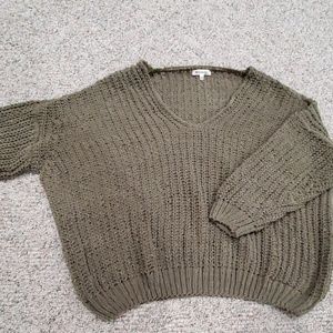 Olive Green Cable Knit Chunky Sweater